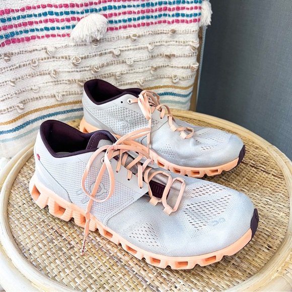 On Running Shoes - On Cloud X Helion Grey Orange Low Top Sneakers Women’s Size 11